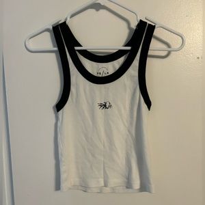 white tank with black fire skull